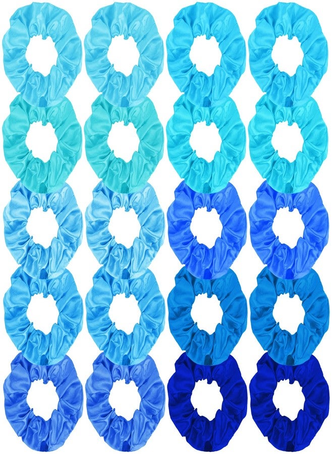 KICOSY 20PCS Blue Scrunchies Bulk Navy Blue Hair Ties for Women Silk Satin Scrunchies for Girls Sky Blue Hair Accessories Large Ponytail Holder No Damage - Image 1